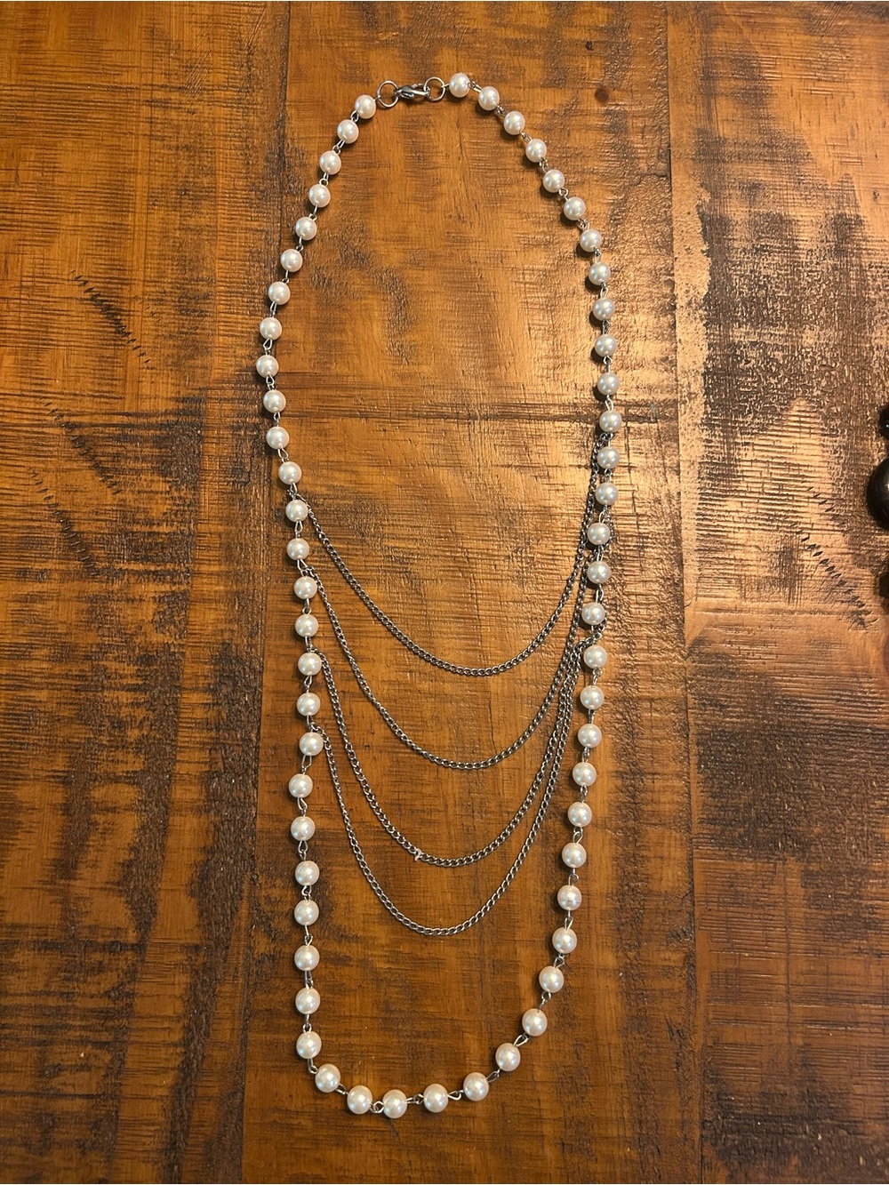Pearl and Silver Multi-Strand Necklace - White
